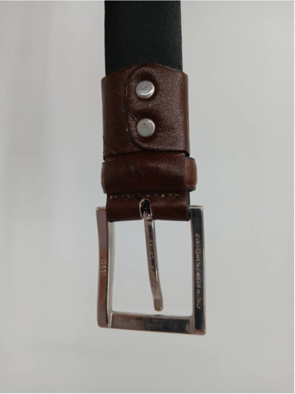 Weatherproof Men's Brown Leather Belt Italy Size 38 Eurometal Buckle